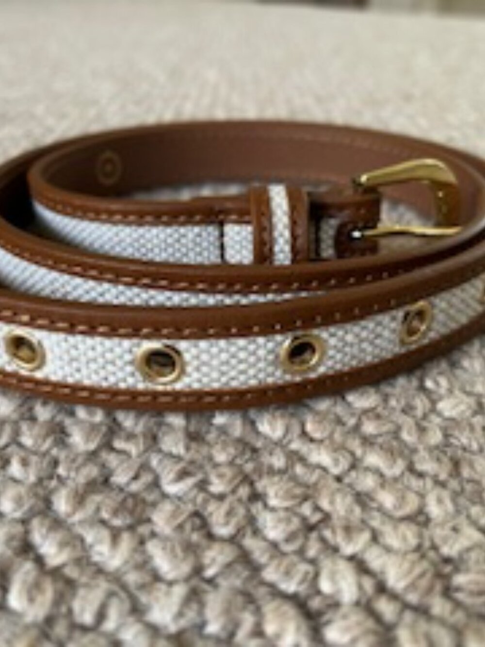 J. Crew slim classic belt - Leather & woven raffia, size S.